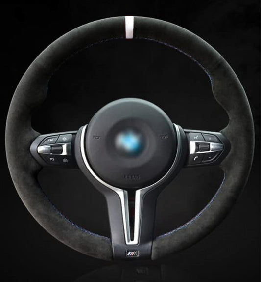 BMW F-Series Alcantara Suede Steering Wheel Cover DIY (White Stripe)