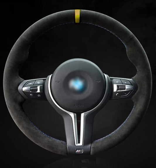 BMW F-Series Alcantara Suede Steering Wheel Cover DIY (Yellow Stripe)