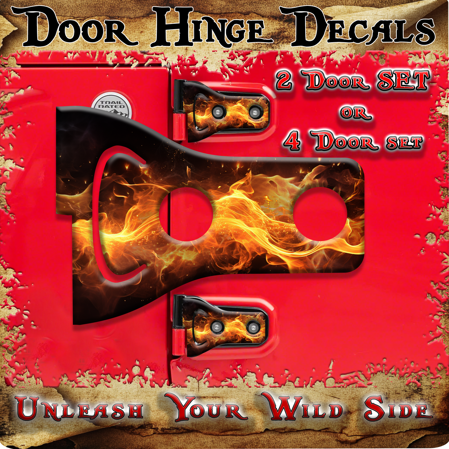 Fire print Door hinge decals 48