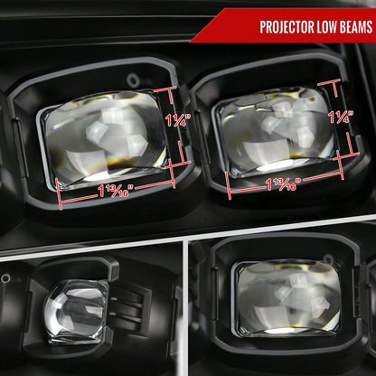 2009-2018 Dodge RAM 1500 / 2019 RAM Classic / 2010-2018 RAM 2500 3500 Switchback Sequential Full Amber LED Projector Headlights (Matte Black Housing/Clear Lens)