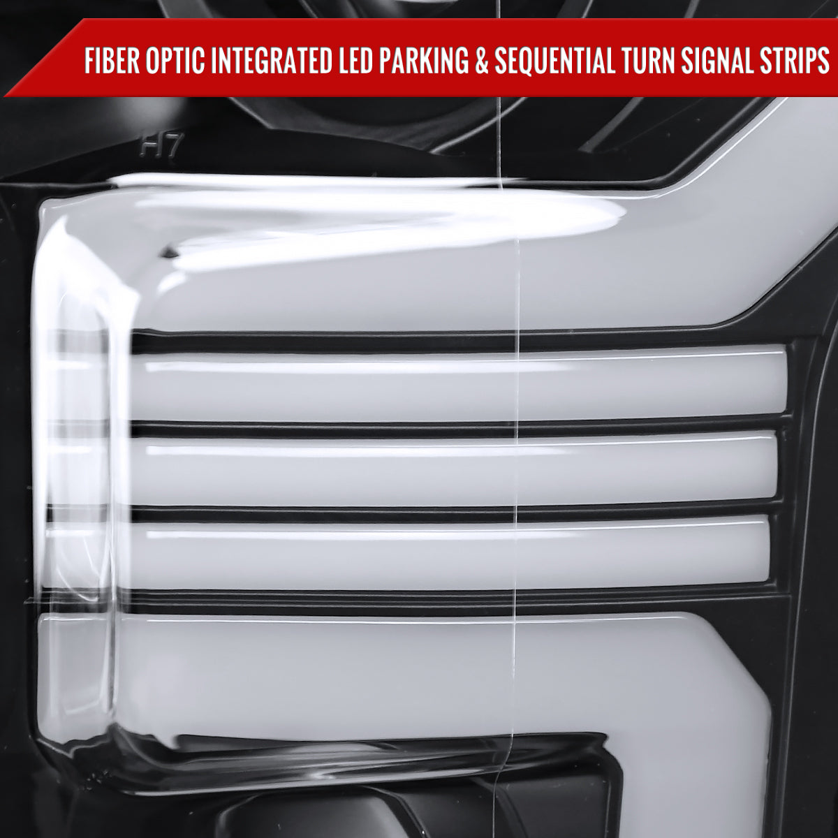 2015??2017 Ford F-150 LED Bar Projector Headlights w/ Switchback Sequential Turn Signals, Amber LED & Pulsing Glow (Black Housing / Clear Lens)