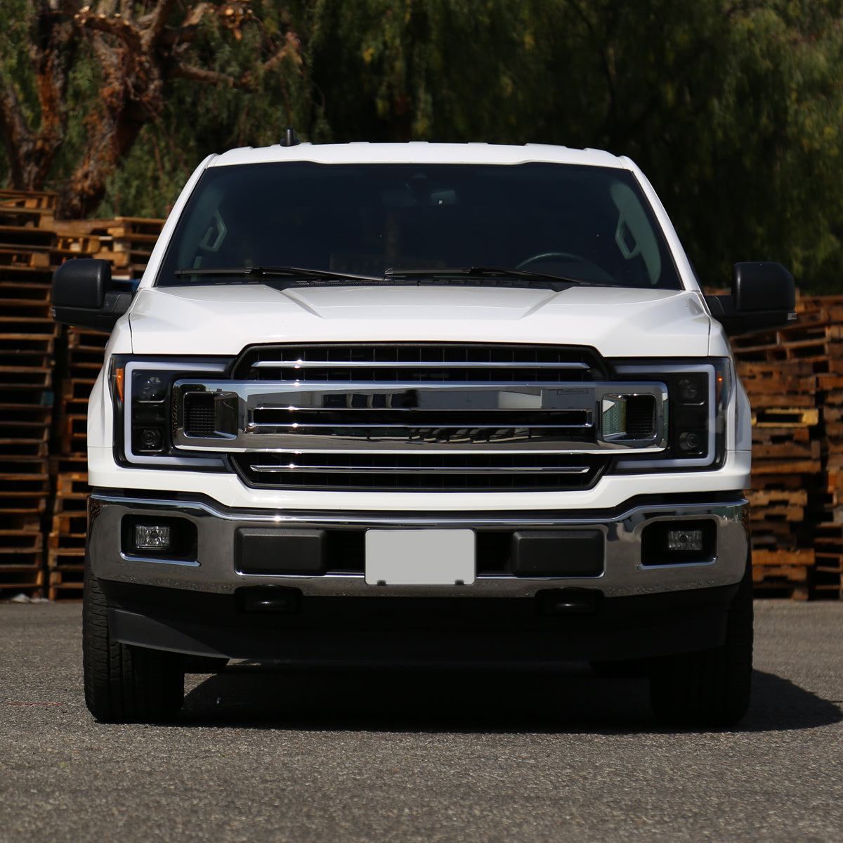 2018-2020 Ford F-150 Amber LED C-Bar Projector Headlights w/ Switchback Sequential Turn Signal Lights (Matte Black Housing / Clear Lens)