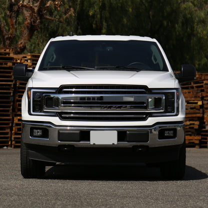 2018-2020 Ford F-150 Amber LED C-Bar Projector Headlights w/ Switchback Sequential Turn Signal Lights (Matte Black Housing / Clear Lens)