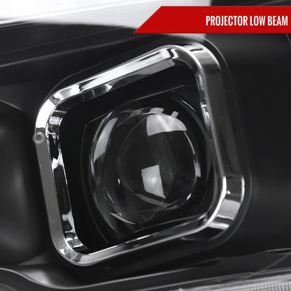 2009-2018 Dodge RAM 1500  / 2019-2021 RAM Classic / 2010-2018 RAM 2500 3500 Amber LED Bar Switchback Sequential Projector Headlights (Matte Black Housing/Clear Lens)