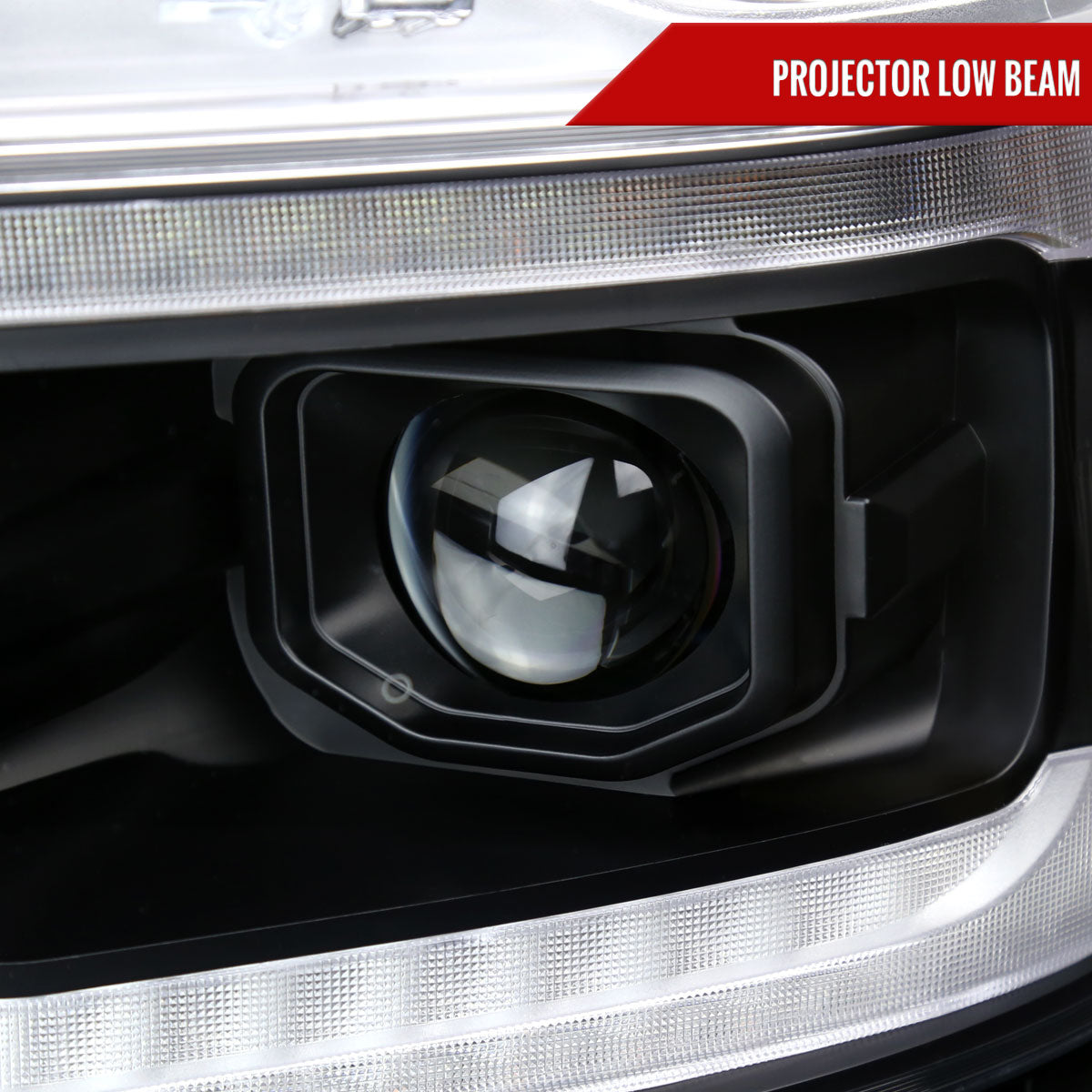 2019??2024 Dodge RAM 1500 LED Bar Projector Headlights w/ Switchback Sequential Turn Signals, Amber LED & Pulsing Glow (Matte Black Housing / Clear Lens)
