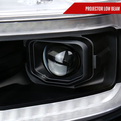 2019??2024 Dodge RAM 1500 LED Bar Projector Headlights w/ Switchback Sequential Turn Signals, Amber LED & Pulsing Glow (Matte Black Housing / Clear Lens)