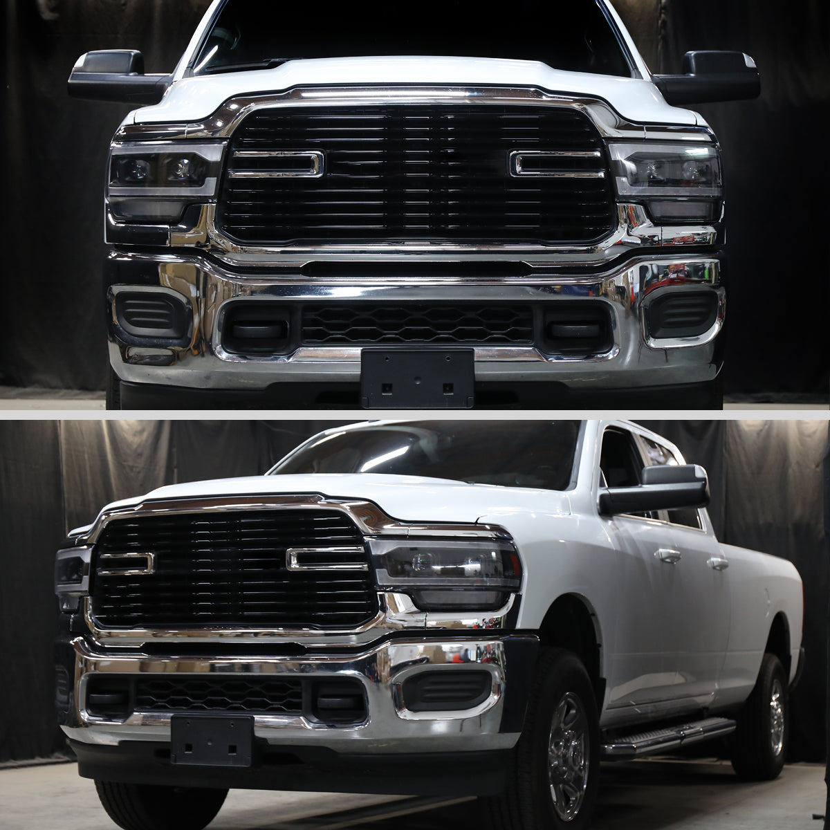 2019-2024 Dodge RAM 2500/3500/4500/5500 Switchback Sequential Amber LED Turn Signal Projector Headlights (Matte Black Housing/Clear Lens)