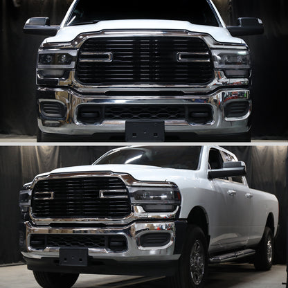 2019-2024 Dodge RAM 2500/3500/4500/5500 Switchback Sequential Amber LED Turn Signal Projector Headlights (Matte Black Housing/Clear Lens)