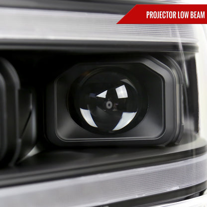 2019-2024 Dodge RAM 2500/3500/4500/5500 Switchback Sequential Amber LED Turn Signal Projector Headlights (Matte Black Housing/Clear Lens)