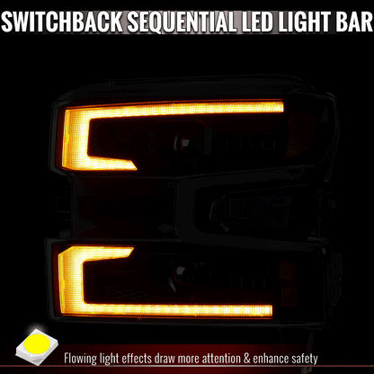 2019-2021 Silverado 1500 LED DRL Projector Headlights - Black/Smoked - view 11