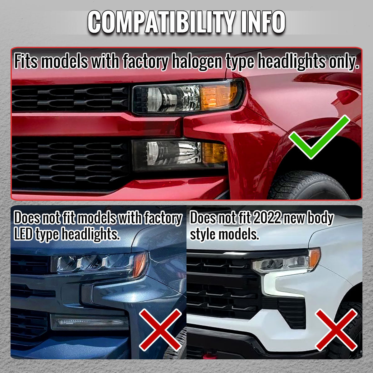 2019-2021 Silverado 1500 LED DRL Projector Headlights - Black/Smoked - view 10