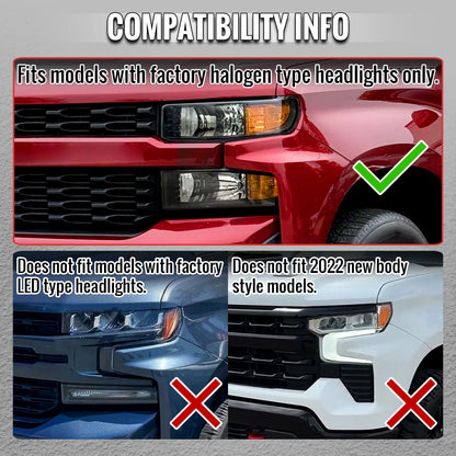 2019-2021 Silverado 1500 LED DRL Projector Headlights - Black/Smoked - view 10