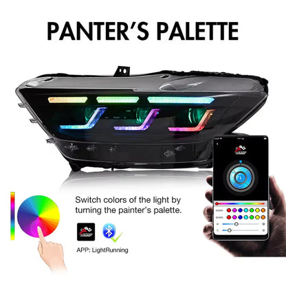NTXGlow RGB LED Headlights (2015-2017 Ford Mustang)