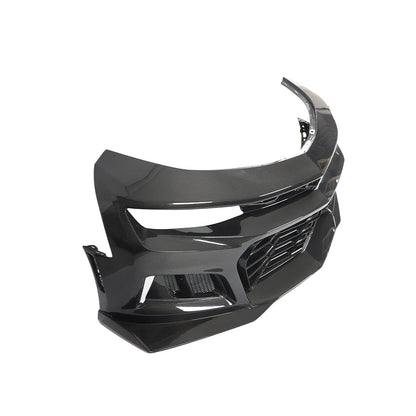 2017-2025 Chevy Camaro ZL1 Black Panther 1PC Full Gloss Carbon Fiber Track Package Front Bumper Conversion