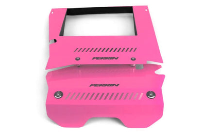 Perrin [15-21 WRX] Engine Cover Kit - Intercooler Shroud + Pulley Cover - Hyper Pink | PSP-ENG-165HP