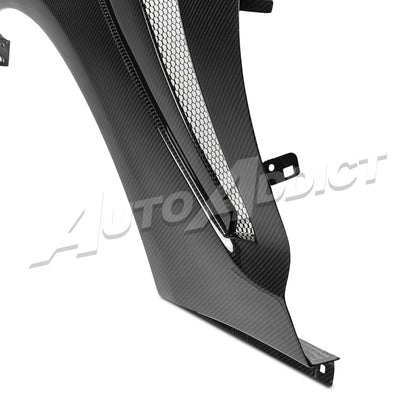 2018-2023 Mustang S550 EcoBoost/GT Type-GTD Gloss Dry Carbon Fiber Fenders w/ Functional Vent (Pair)