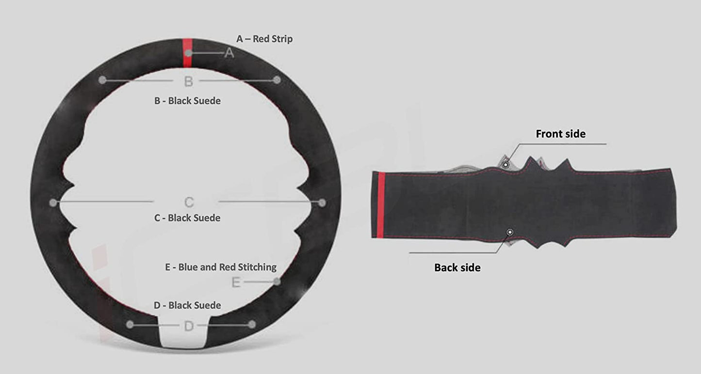 BMW F-Series Alcantara Suede Steering Wheel Cover Non-M sport DIY (Red Stripe)