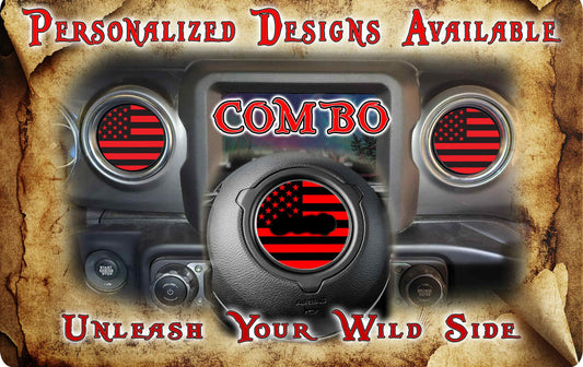 Steering wheel decal red and black flag decal 216