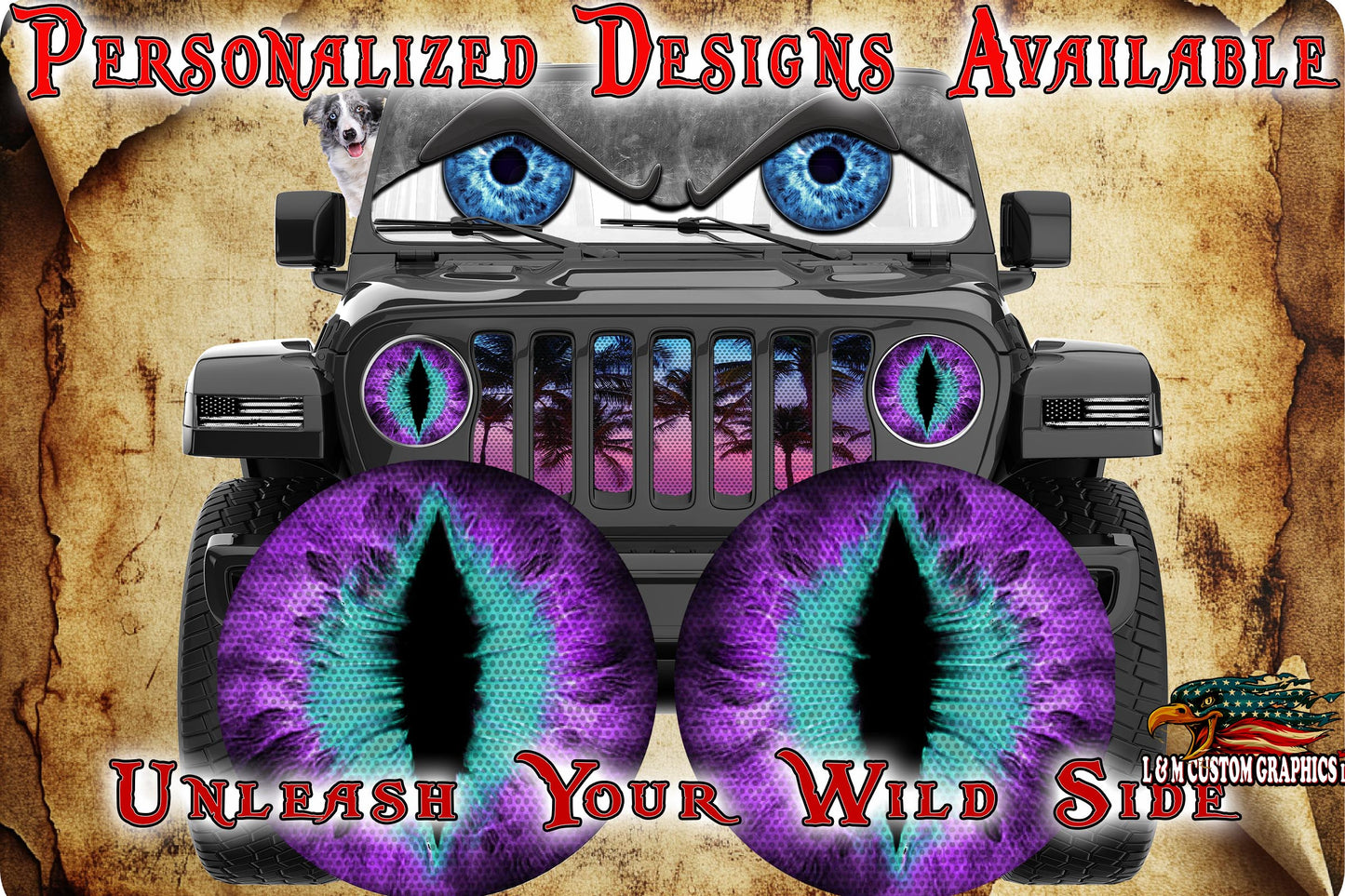 Purple and teal for a round headlight. 53