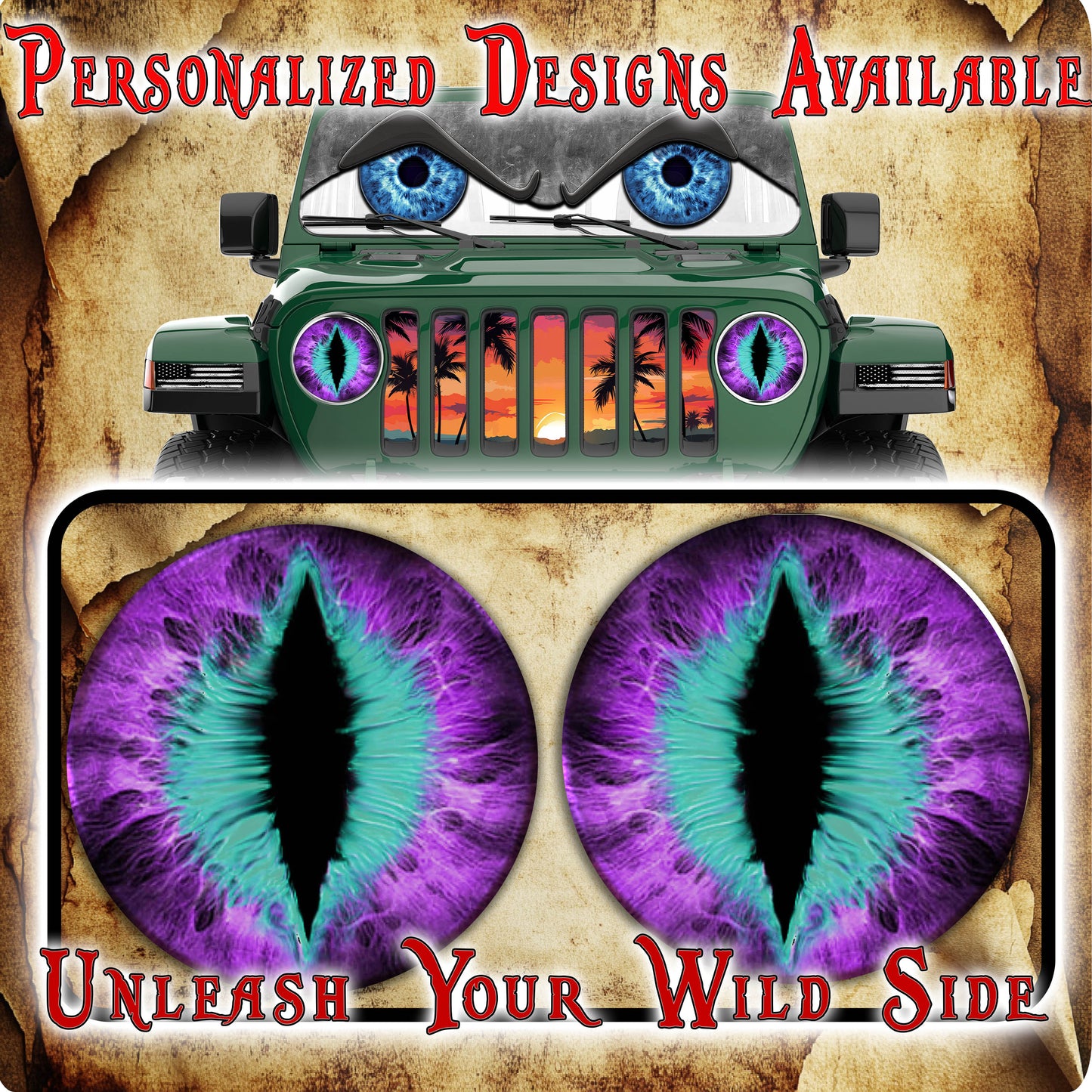 Purple and teal for a round headlight. 53