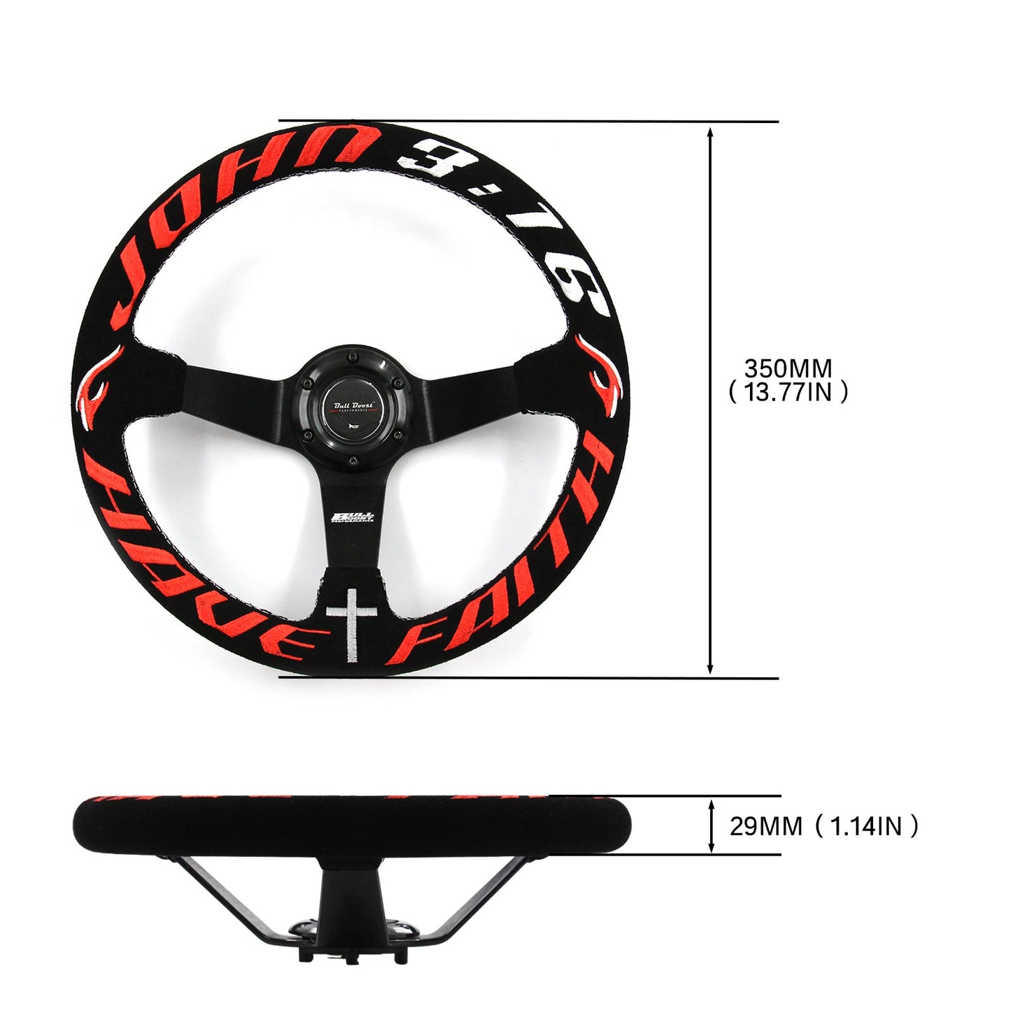 Universal Have Faith 350mm 3"Deep Dish 6-Bolt Steering Wheel | 150 Entries