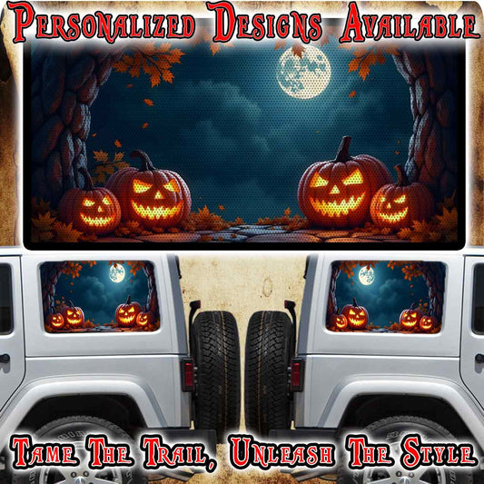 Pumpkin patch Rear quarter window see through graphic.