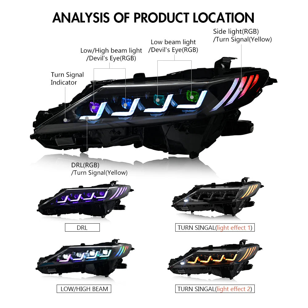 2018-2024 Toyota Camry LE SE XLE XSE TRD (Quad Projectors Headlights)