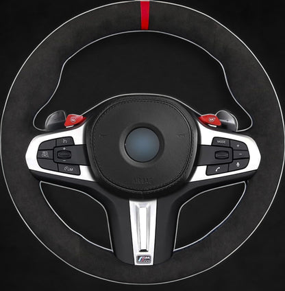BMW G-Series Alcantara Suede Steering Wheel Cover DIY (Blue Stripe) G80 G20 G30 M3 M4 M340i