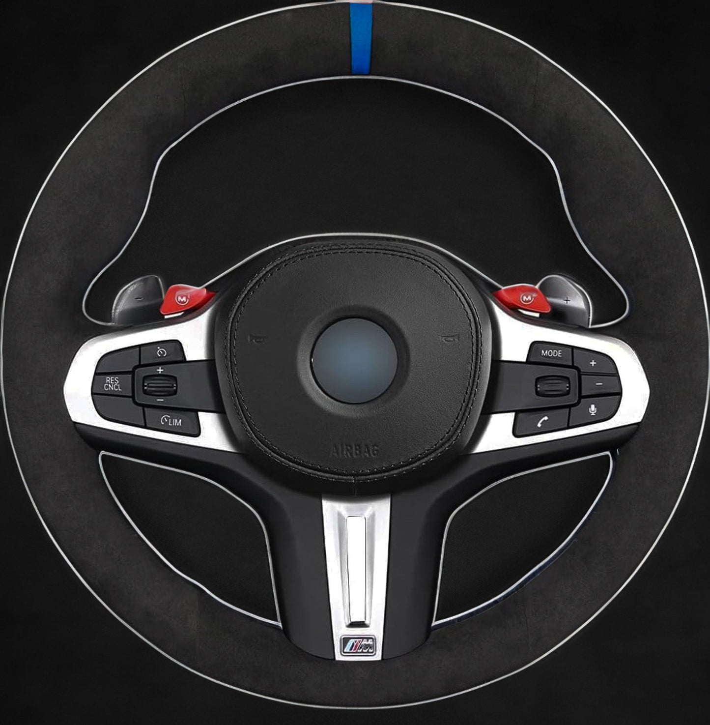 BMW G-Series Alcantara Suede Steering Wheel Cover DIY (Red Stripe) G80 G20 G30 M3 M4 M340i