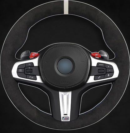 BMW G-Series Alcantara Suede Steering Wheel Cover DIY (Orange Stripe) G80 G20 G30 M3 M4 M340i