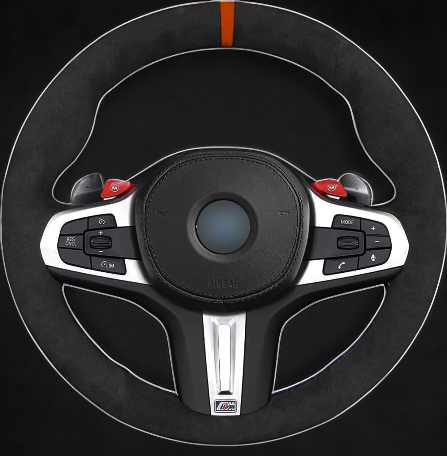 BMW G-Series Alcantara Suede Steering Wheel Cover DIY (Blue Stripe) G80 G20 G30 M3 M4 M340i