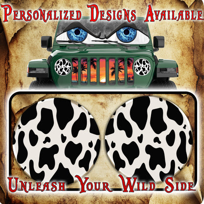 Cow print round headlight decals 61