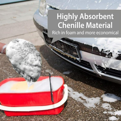 WASH&WHIPS Chenille Premium Scratch-Free Microfiber Lint-Free Blue Wash Mitt 8" x 10"in & Black Pitstop Particle Interceptor