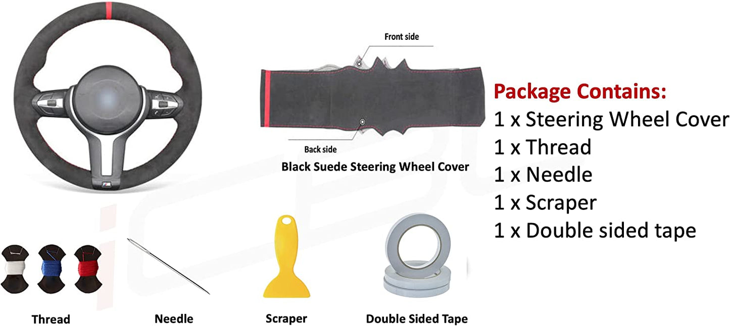 BMW F-Series Alcantara Suede Steering Wheel Cover DIY (Red Stripe)