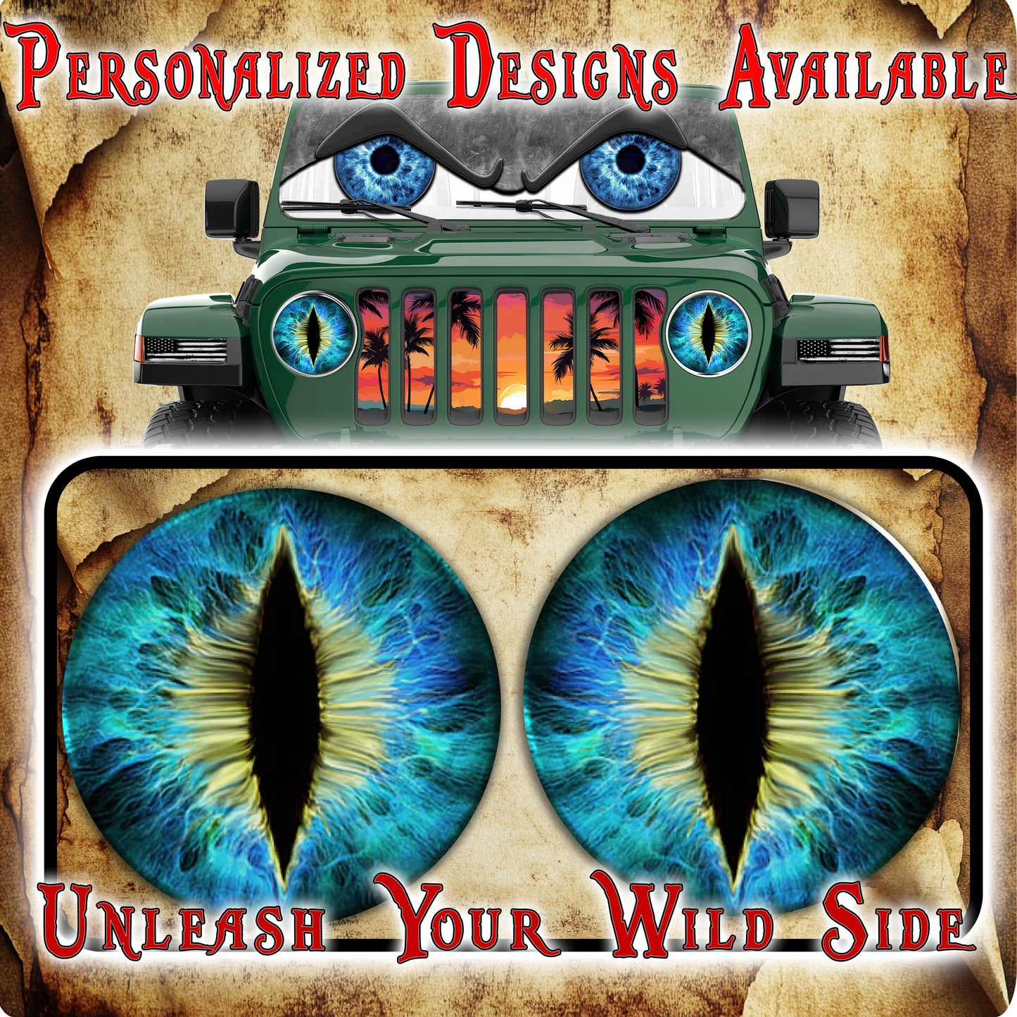 Blue and yellow cat eye decal 6