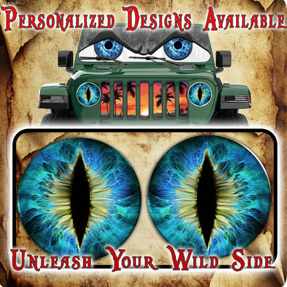 Blue and yellow cat eye decal 6