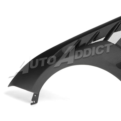 2018-2023 Mustang S550 EcoBoost/GT Type-GTD Gloss Dry Carbon Fiber Fenders w/ Functional Vent (Pair)