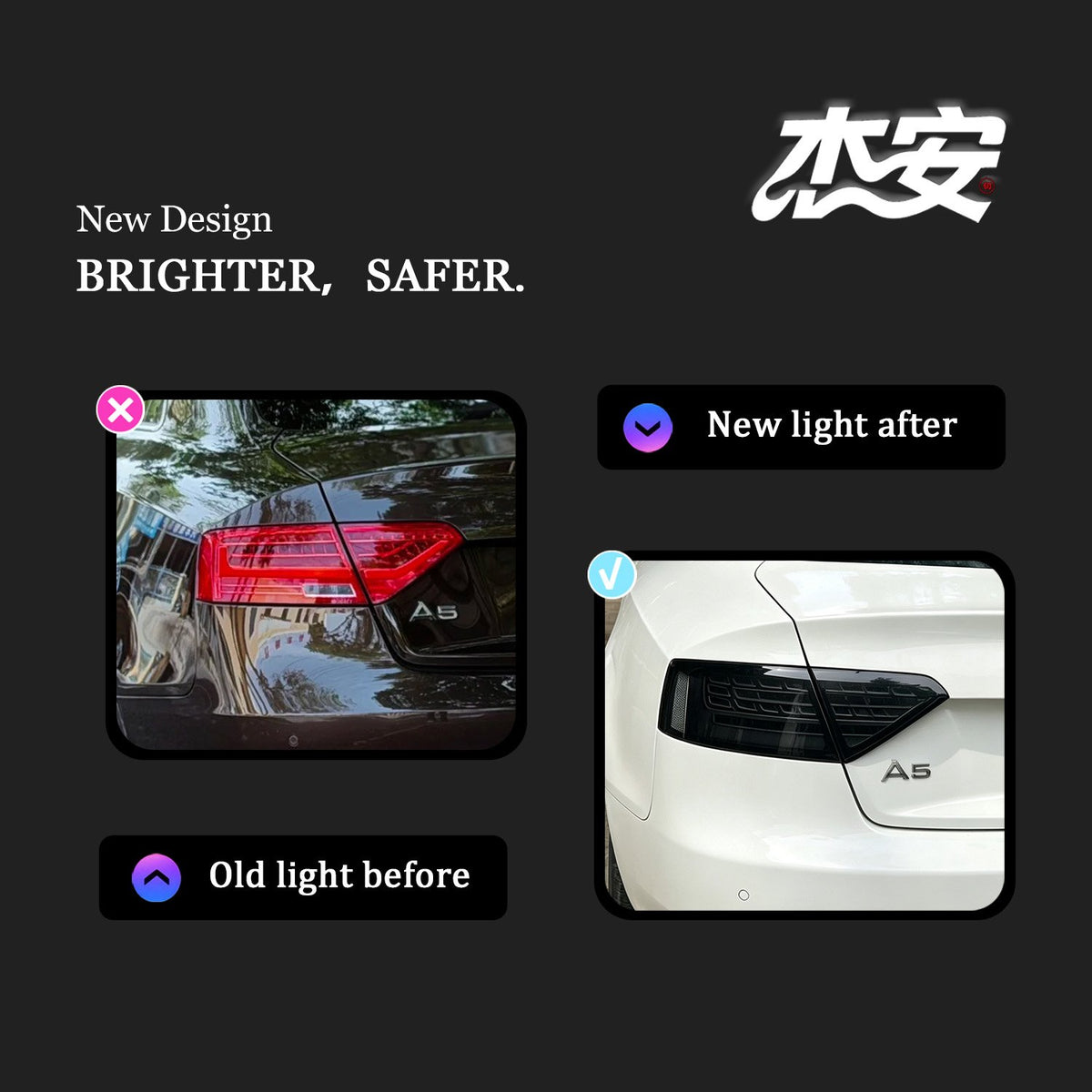 Audi A5 / S5 clear black-housing tail lights by JIEAN Lights – photo 3