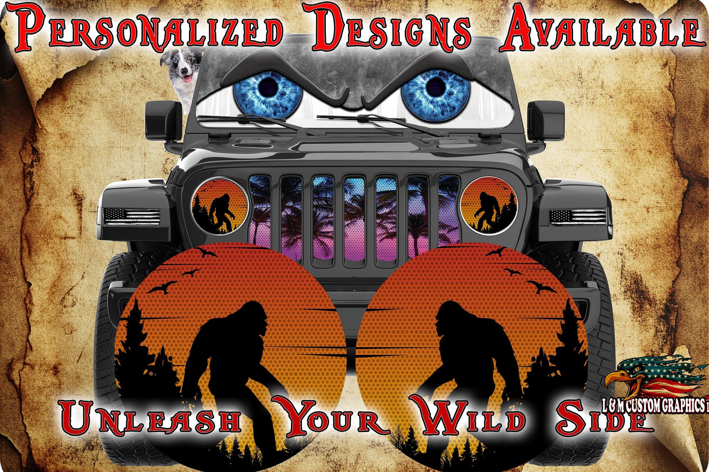 Bigfoot round headlight decals 73