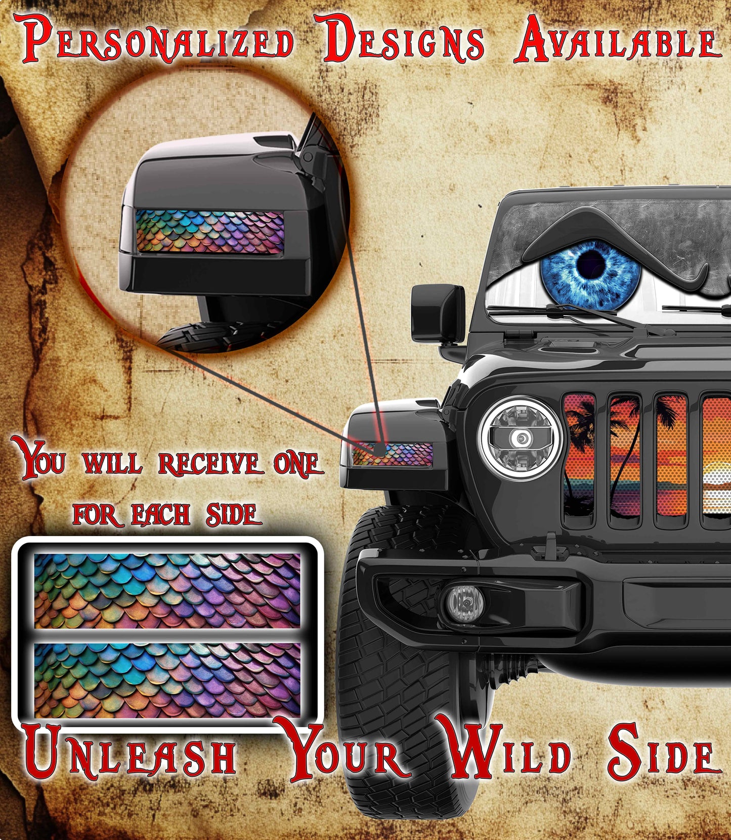 Dragon scales Jl and Gladiator Turn signal decal. 79
