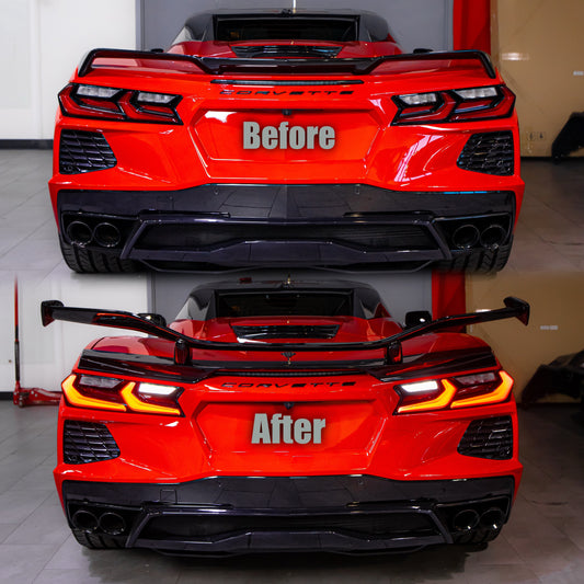 2020-2026 Corvette C8 Type-Z07 Style Rear Spoiler Aluminum 2pc For Stingray