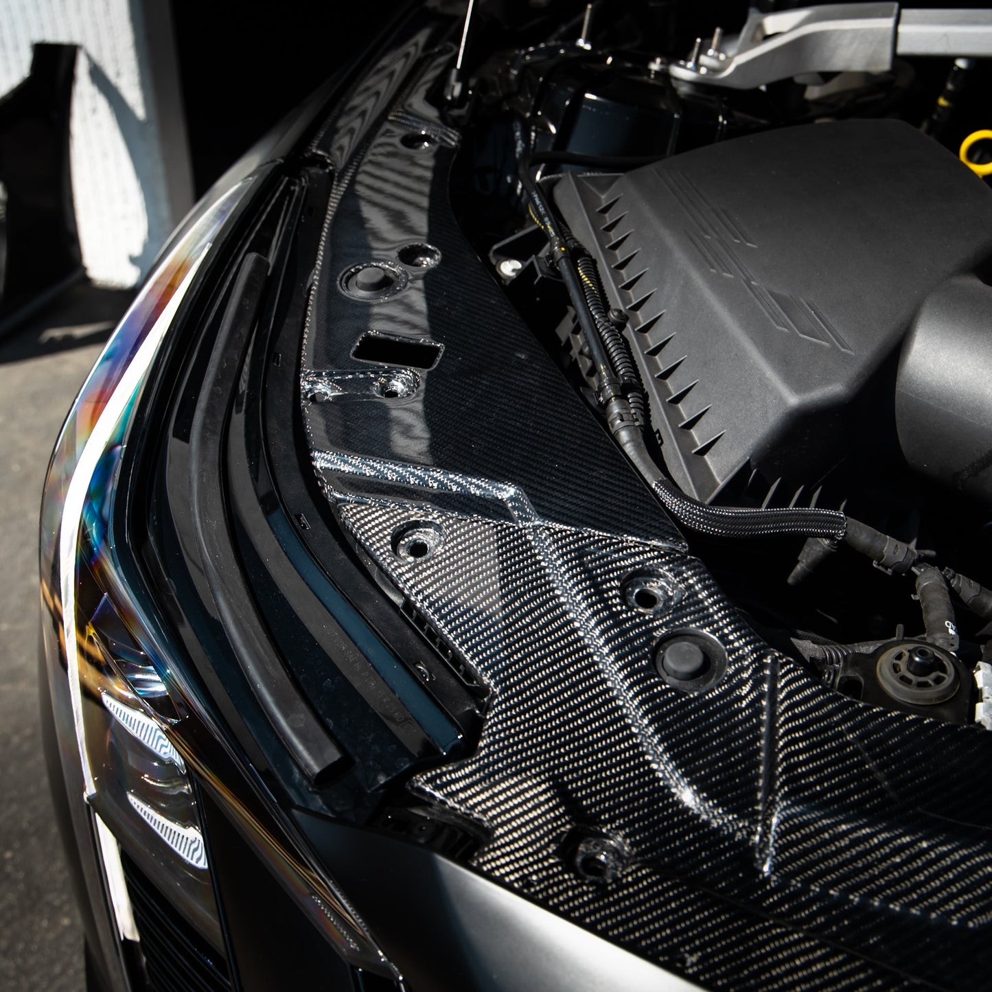 2021-2026 Cadillac CT5-V Blackwing Engine Panel Trim Radiator Cover Gloss Carbon Fiber 3pc Kit