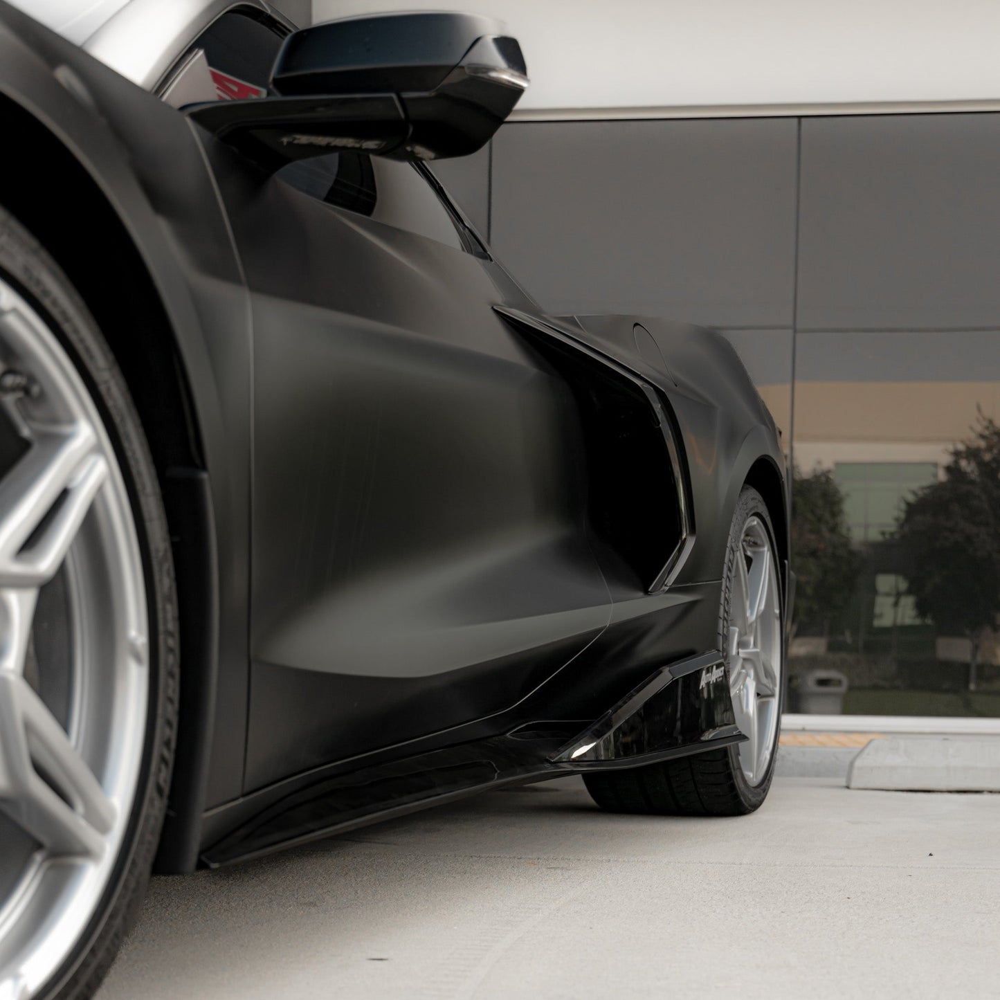 2020-2024 Corvette C8 Stingray Evo Style Side Skirts Gloss Black Pair