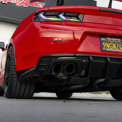 2016-2025 Chevy Camaro Evo Style Shark Fins Rear Diffuser Quad/Single Tips SS/RS/LT & ZL1 w/ Smoke Reflectors