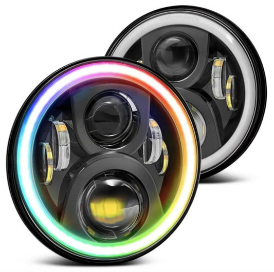 7" inch Round RGB led halo headlights for jeep wrangler