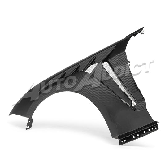 2018-2023 Mustang S550 EcoBoost/GT Type-GTD Gloss Dry Carbon Fiber Fenders w/ Functional Vent (Pair)