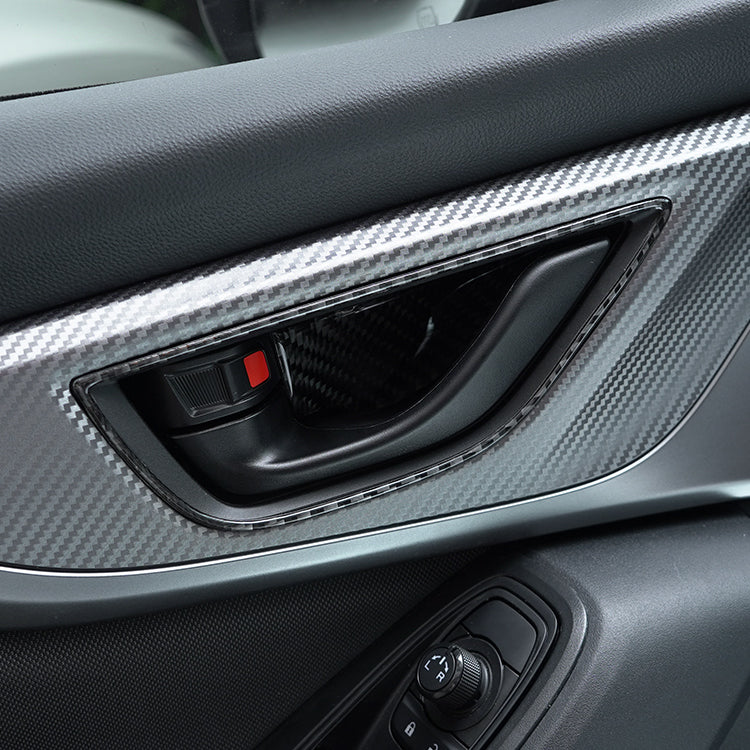 JDMuscle [22-25 WRX] P&S Series Carbon Fiber Interior Door Handle Frame Covers 4 PC | Black Carbon Fiber/ Red Carbon Fiber