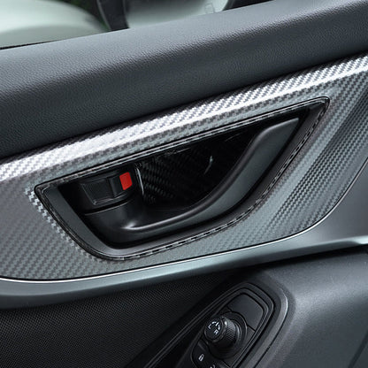 JDMuscle [22-25 WRX] P&S Series Carbon Fiber Interior Door Handle Frame Covers 4 PC | Black Carbon Fiber/ Red Carbon Fiber