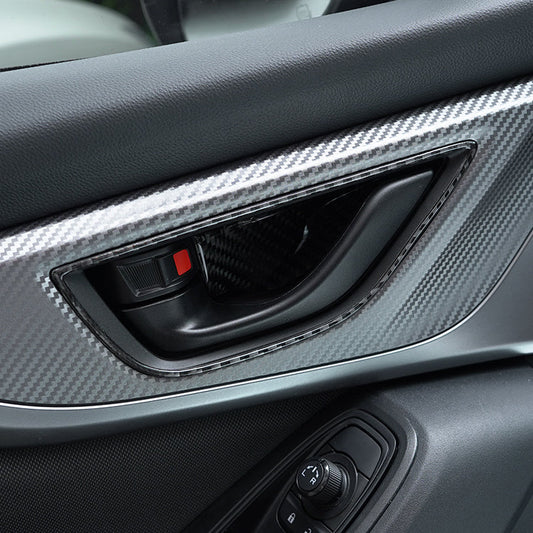 JDMuscle [22-25 WRX] P&S Series Carbon Fiber Interior Door Handle Frame Covers 4 PC | Black Carbon Fiber/ Red Carbon Fiber