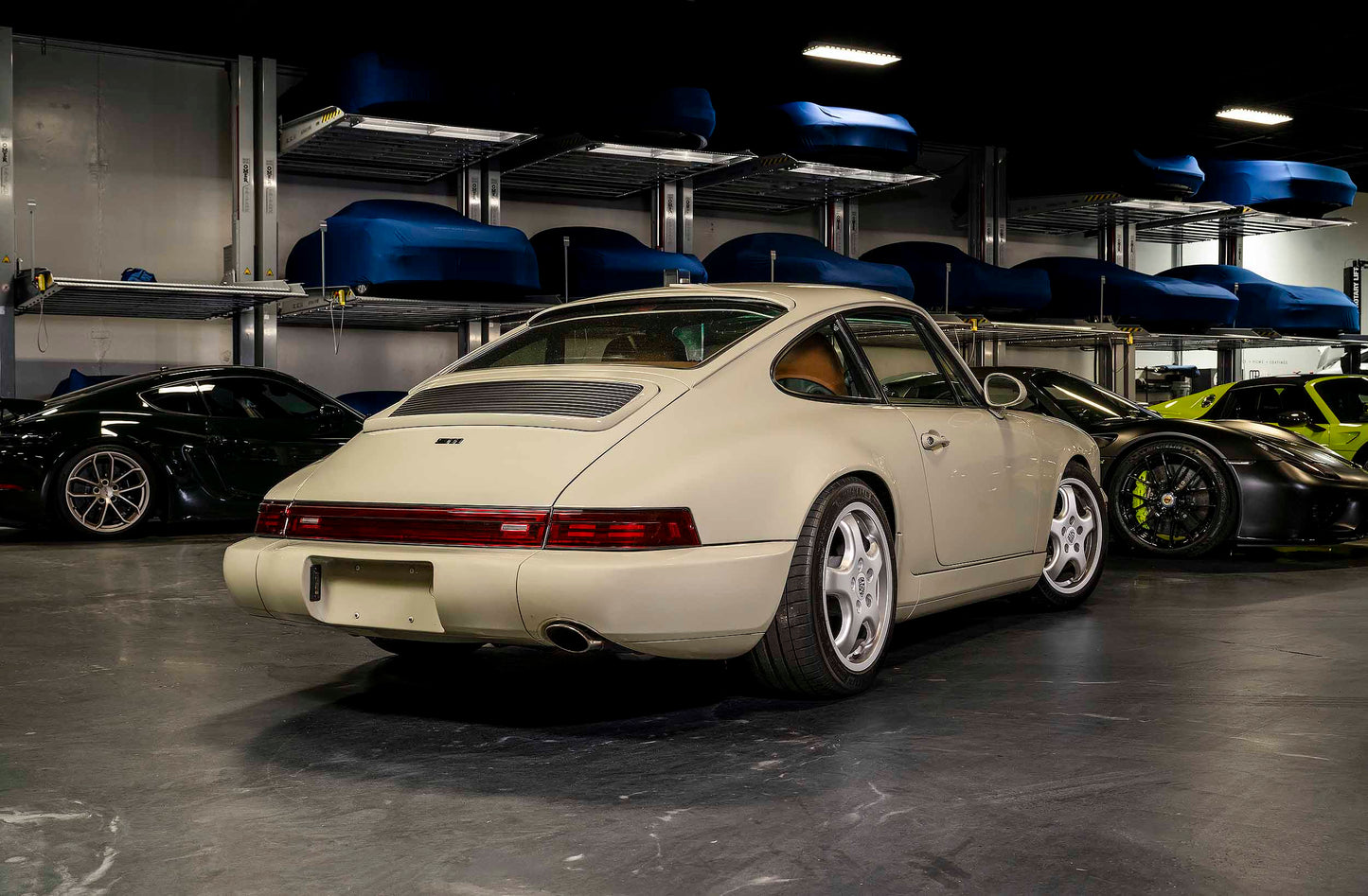 Porsche 964 red lens Founders tail light side angle